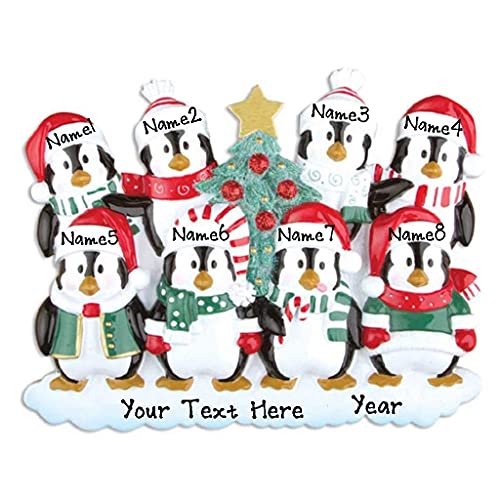 Winter Penguin Family Personalized Ornament (Family of 8) Default Title