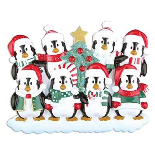 Winter Penguin Family Personalized Ornament (Family of 8)