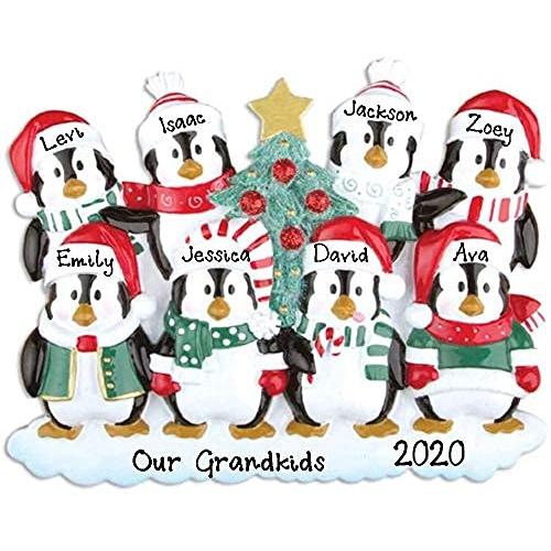 Winter Penguin Family Personalized Ornament (Family of 8)