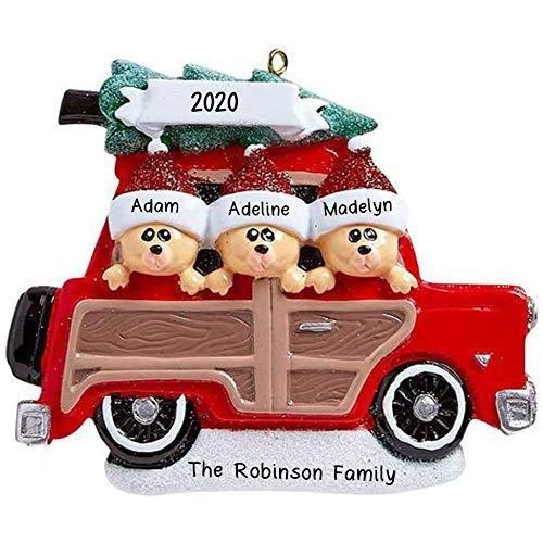Wood Wagon Family Personalized Ornament (Family of 3)