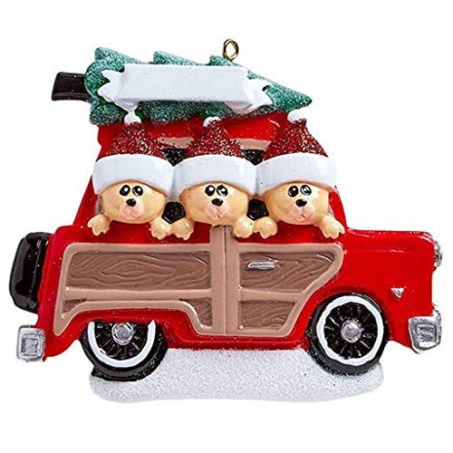 Wood Wagon Family Personalized Ornament (Family of 3)