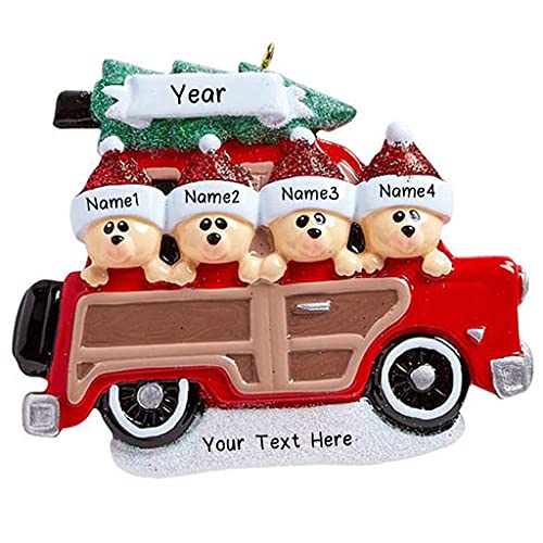 Wood Wagon Family Personalized Ornament (Family of 4) Default Title