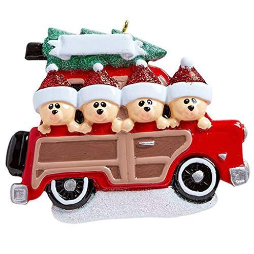 Wood Wagon Family Personalized Ornament (Family of 4)