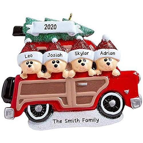 Wood Wagon Family Personalized Ornament (Family of 4)