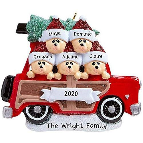 Wood Wagon Family Personalized Ornament (Family of 5)