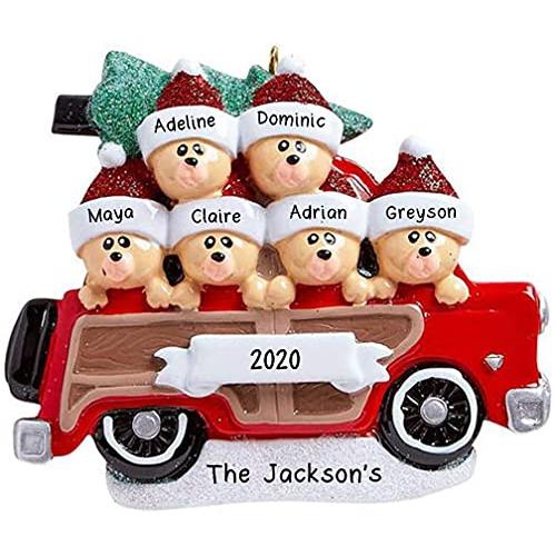 Wood Wagon Family Personalized Ornament (Family of 6)