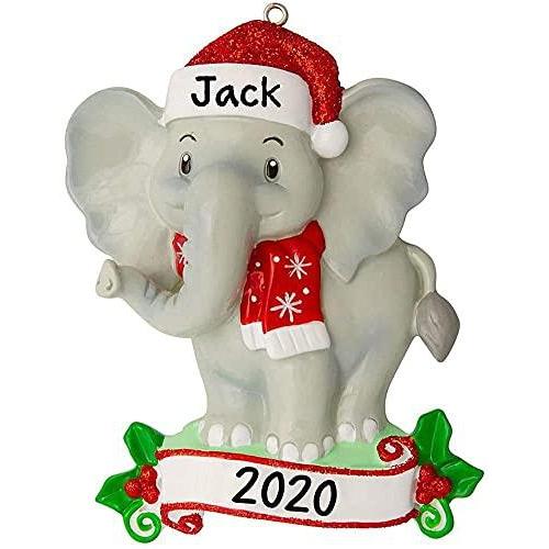 Zoo Animals Personalized Ornament (Elephant with Santa Hat)