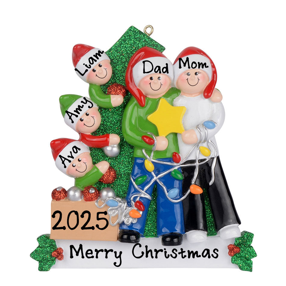 Personalized Happy Family Decorating Ornament (Family of 5)