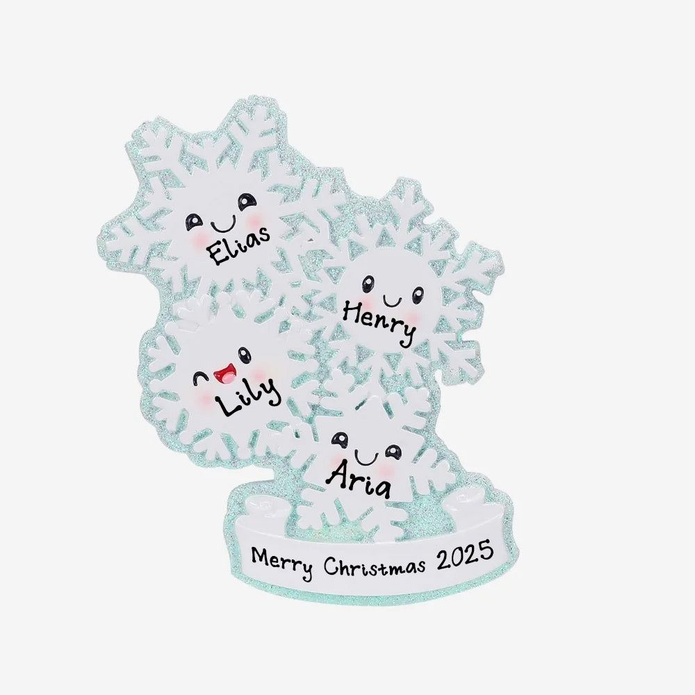 Personalized Snowflake Christmas Ornament (Family of 4)