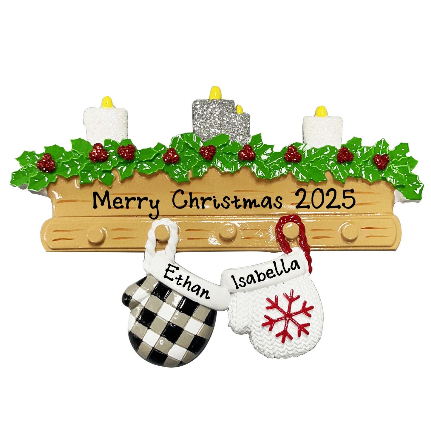 Personalized New Mitten Family Happy Ornament (Family of 2)