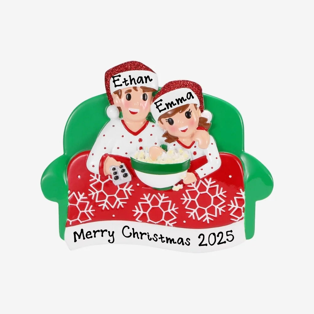 Personalized Movie Night Christmas Ornament (Family of 2)