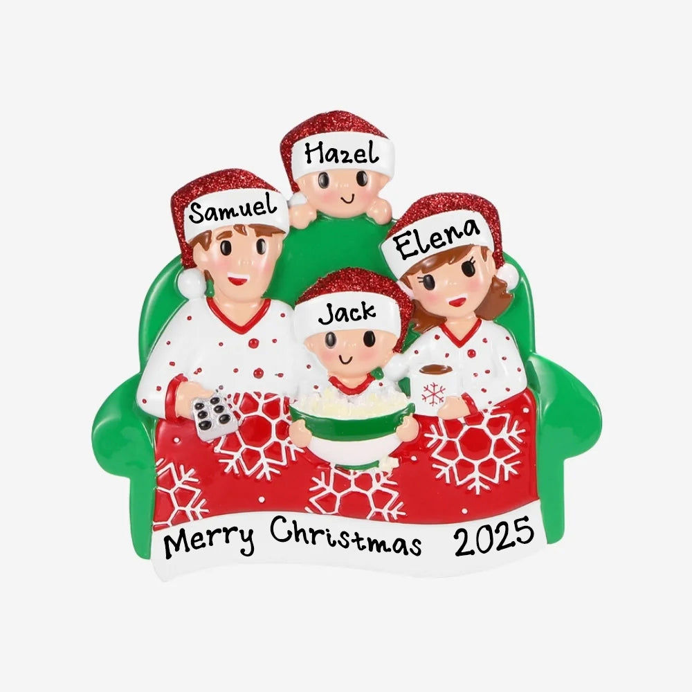 Personalized Movie Night Christmas Ornament (Family of 4)