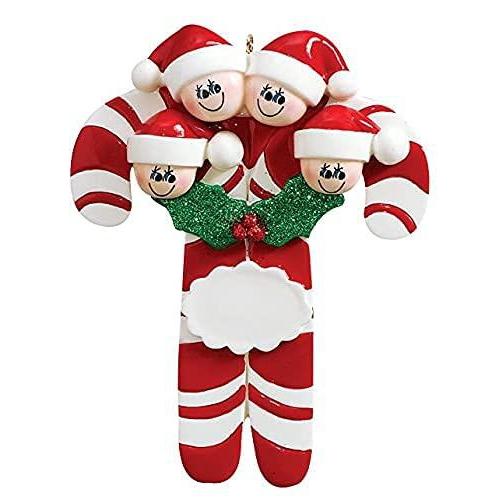 Candy Canes Family Personalized Ornament (Family of 4)