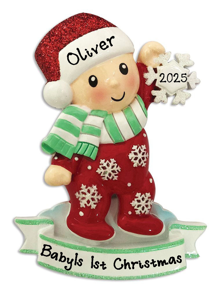 Personalized Baby`s 1st Christmas Ornament (Baby Red)