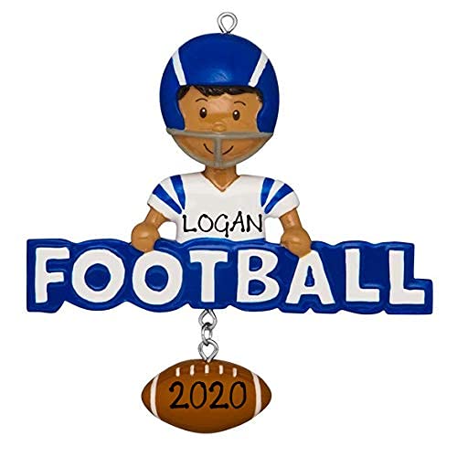 Football Player Ornament (African American Football Letter)