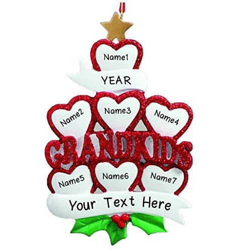 Grandkid Hearts Ornament (Family of 7)