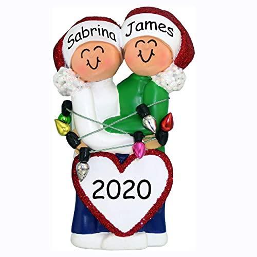 Happy Couple Christmas Tree Ornament (Tangled Christmas Lights Couple)