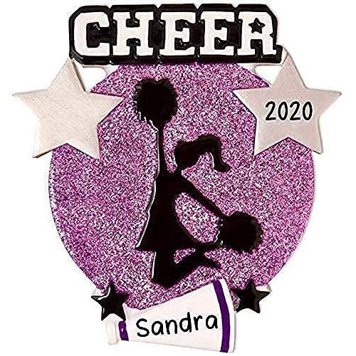 Jumping Cheerleader Purple Silhouette Ornament