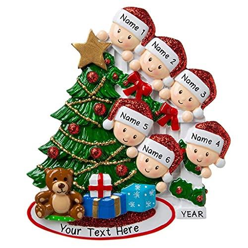 Peeking Family Ornament (Family of 6)
