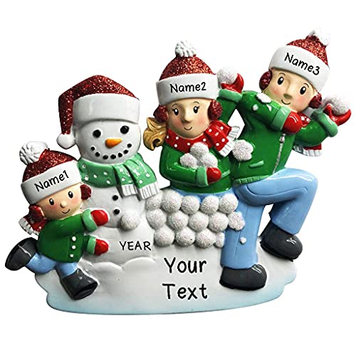 Snowball Fight Family Ornament (Family of 3)
