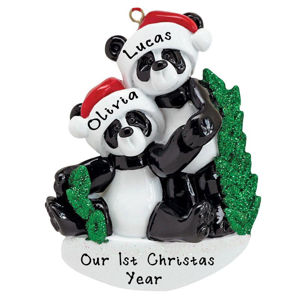 Bamboo Panda Family Personalized Ornament (Family of 2)