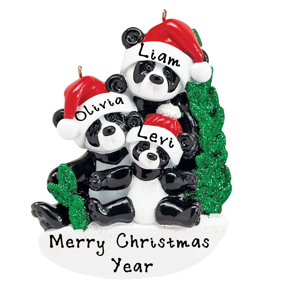 Bamboo Panda Family Personalized Ornament (Family of 3)