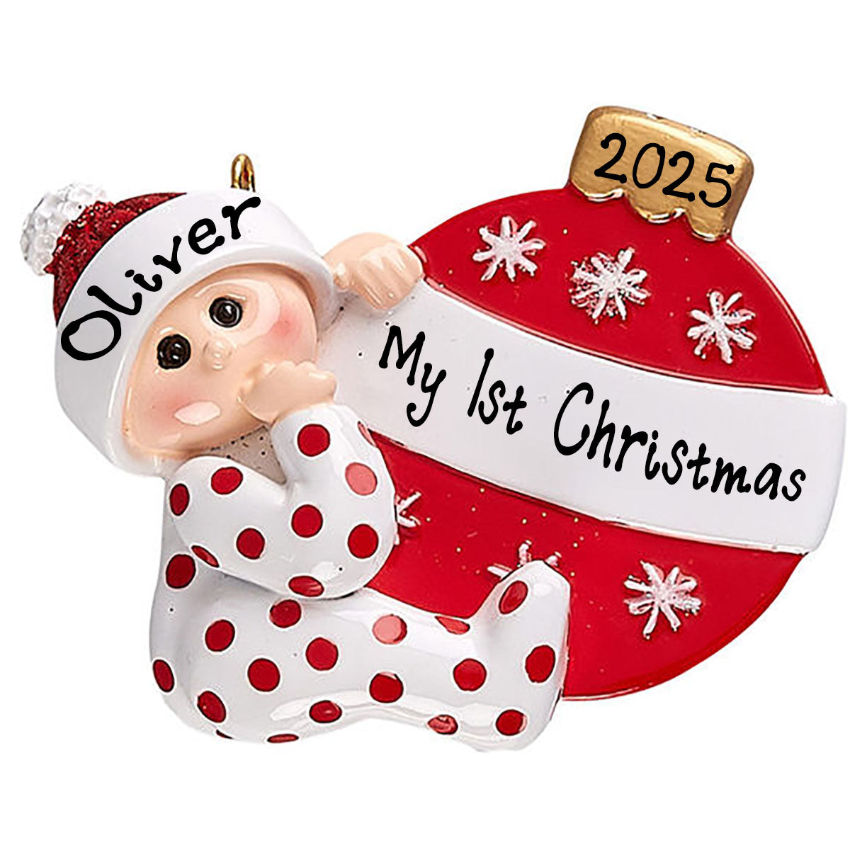Baby's 1st Christmas Personalized Ornament (Red Ball)