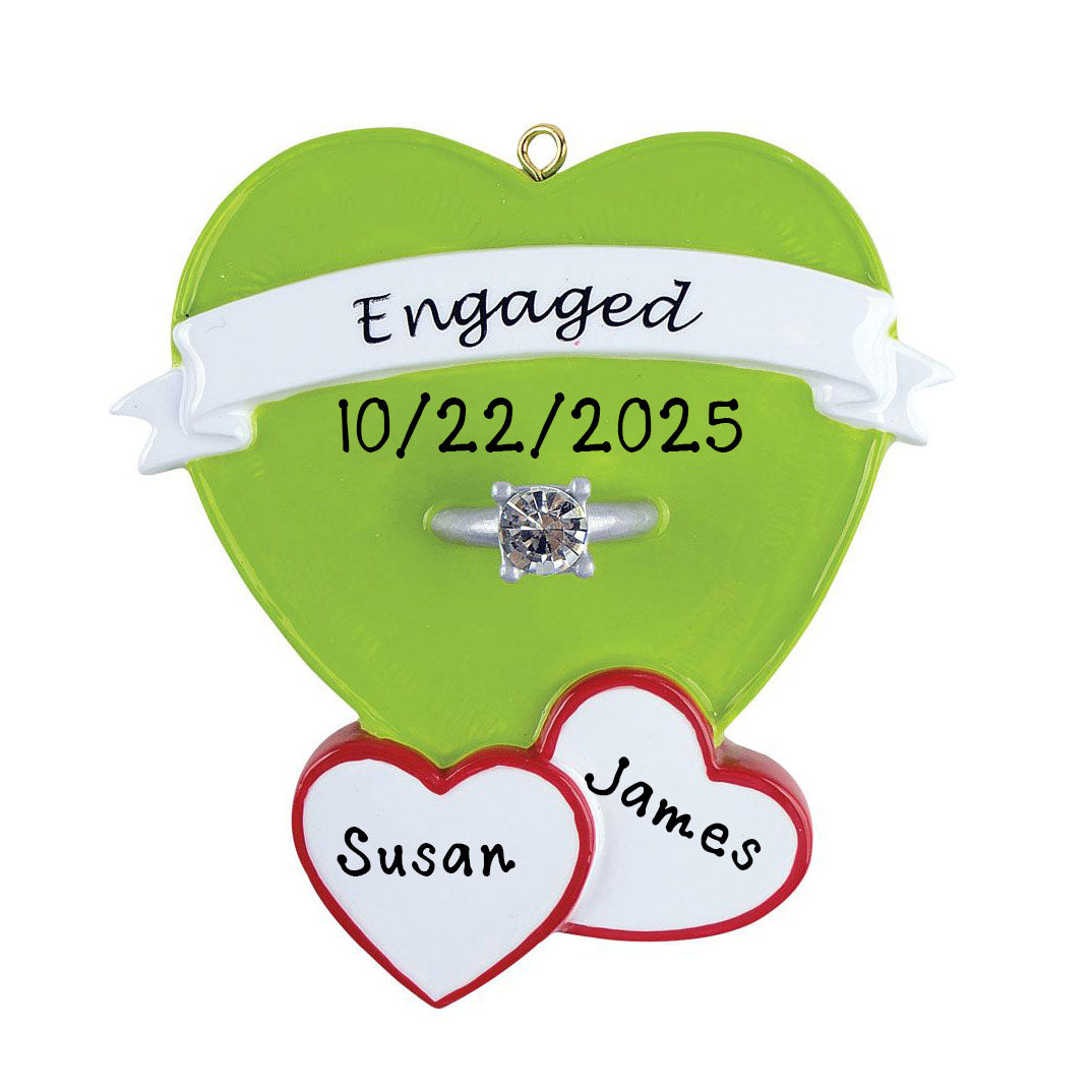 Personalized Engagement Ring Heart Box Ornament