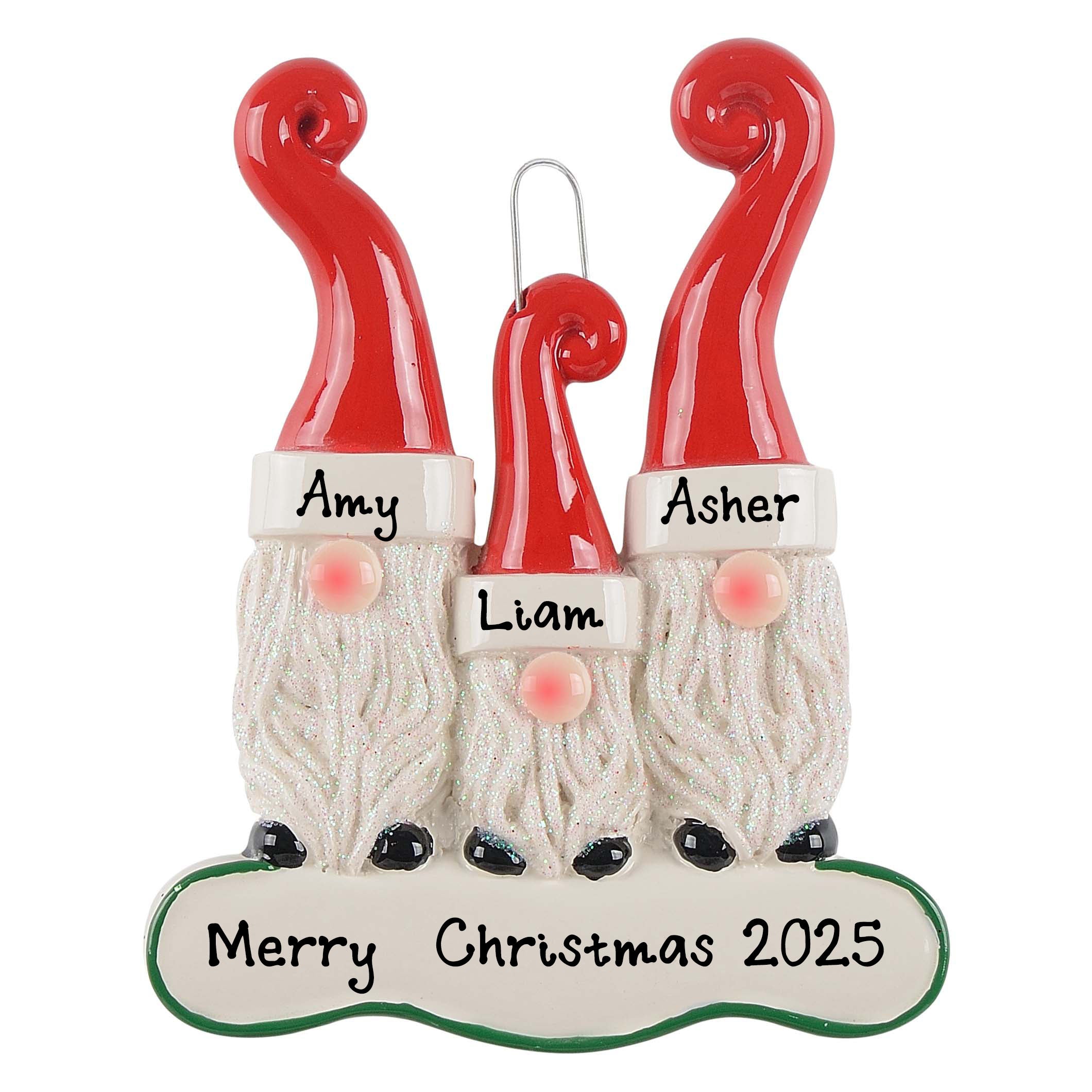 Personalized Santa`s Elf Christmas Ornament (Family of 3)