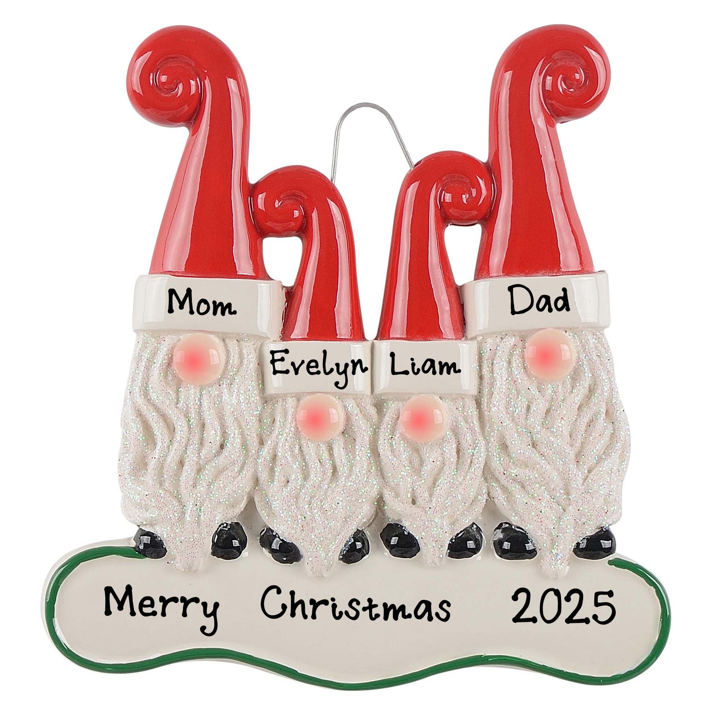 Personalized Santa`s Elf Christmas Ornament (Family of 4)