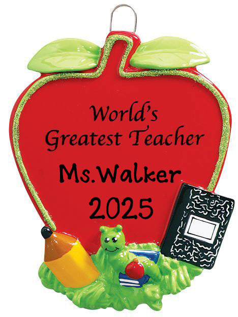 World's Greatest Teacher Christmas Personalized Ornament