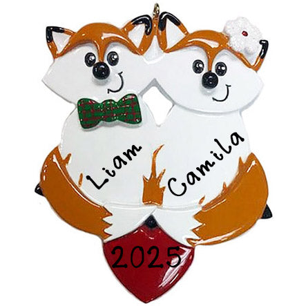 Red Fox Family Personalized Ornament (Family of 2)