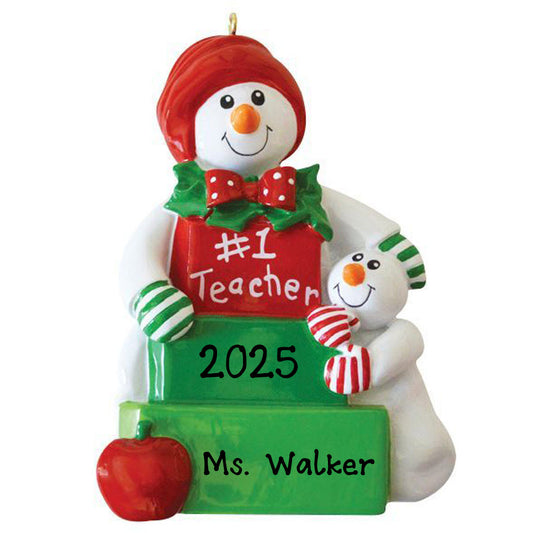 Snowman Teacher Christmas Personalized Ornament