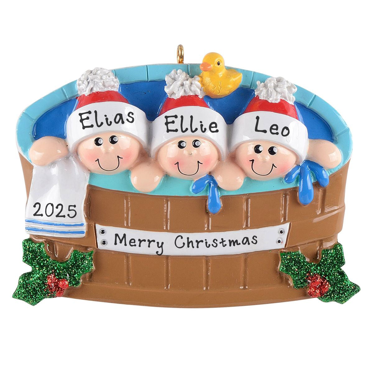 Hot Tub Heaven Family Personalized Ornament (Family of 3)