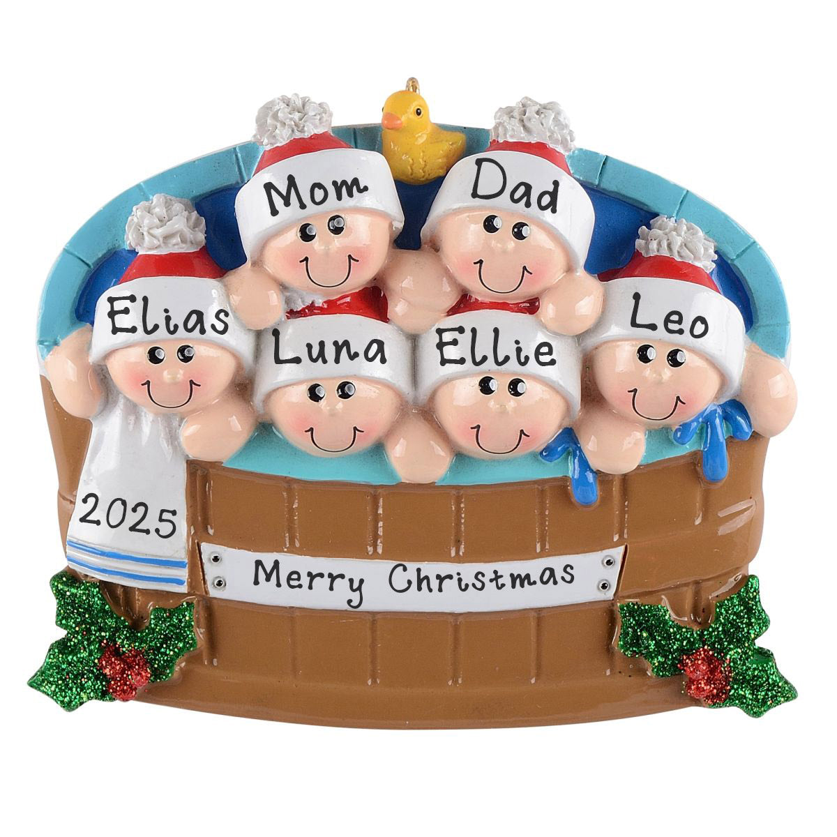 Hot Tub Heaven Family Personalized Ornament (Family of 6)