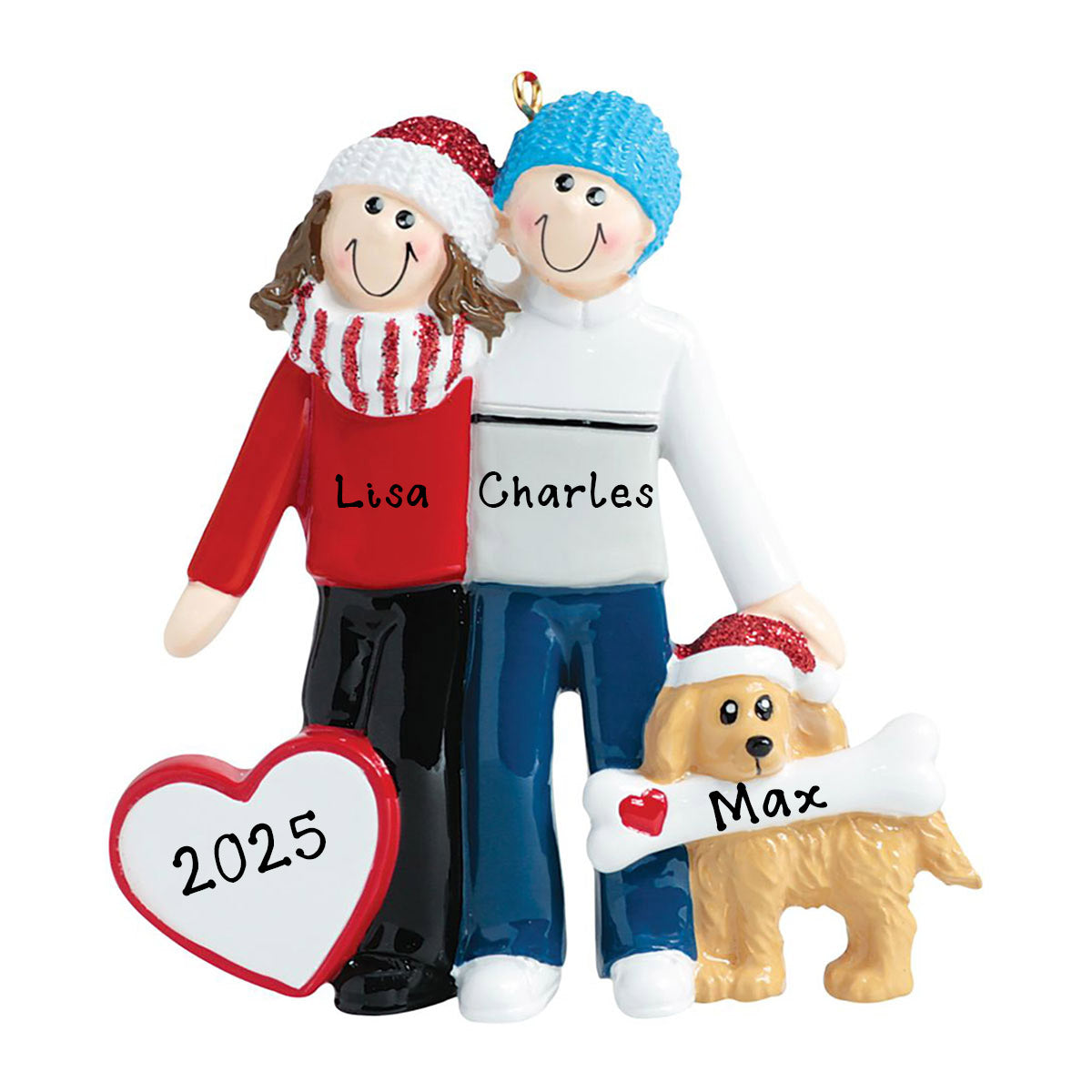 Couple with Dog Personalized Ornament