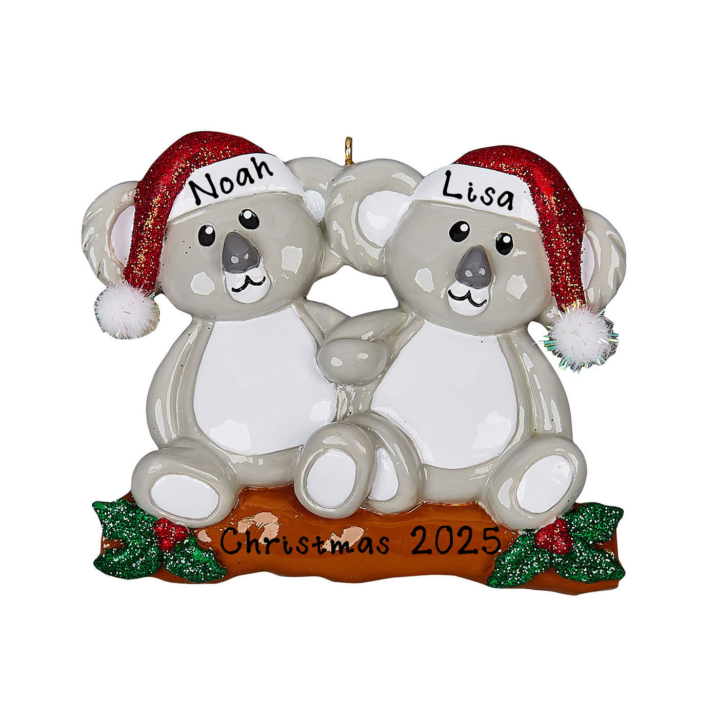 Happy Couple Christmas Tree Personalized Ornament (Koala Couple)
