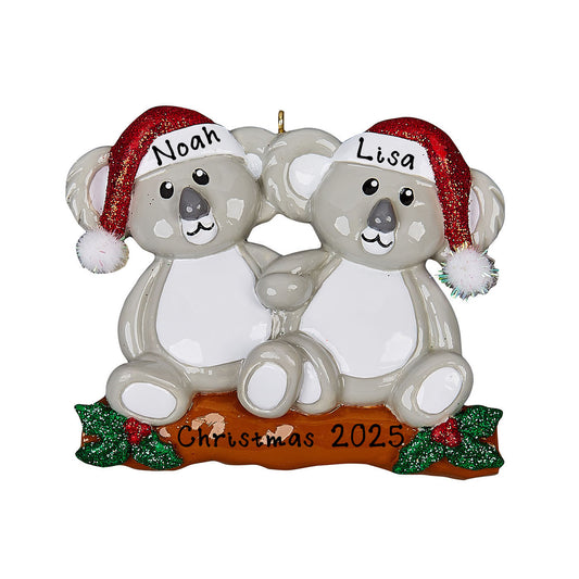 Happy Couple Christmas Tree Personalized Ornament (Koala Couple)