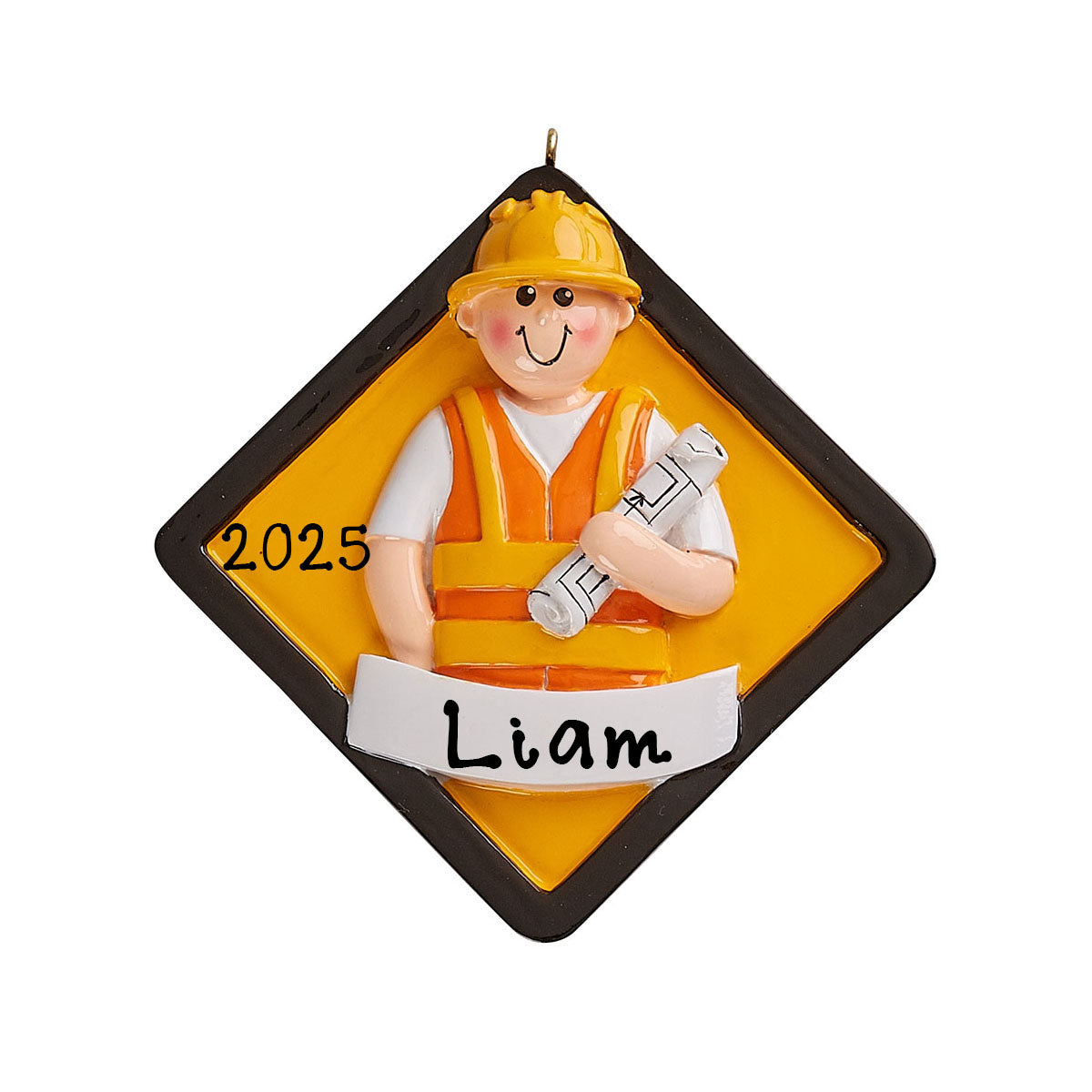 Construction Personalized Ornament (Construction Man)