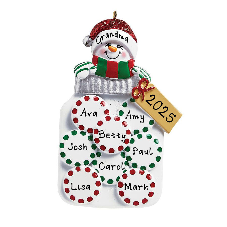 Mason Jar Snowman Personalized Ornament