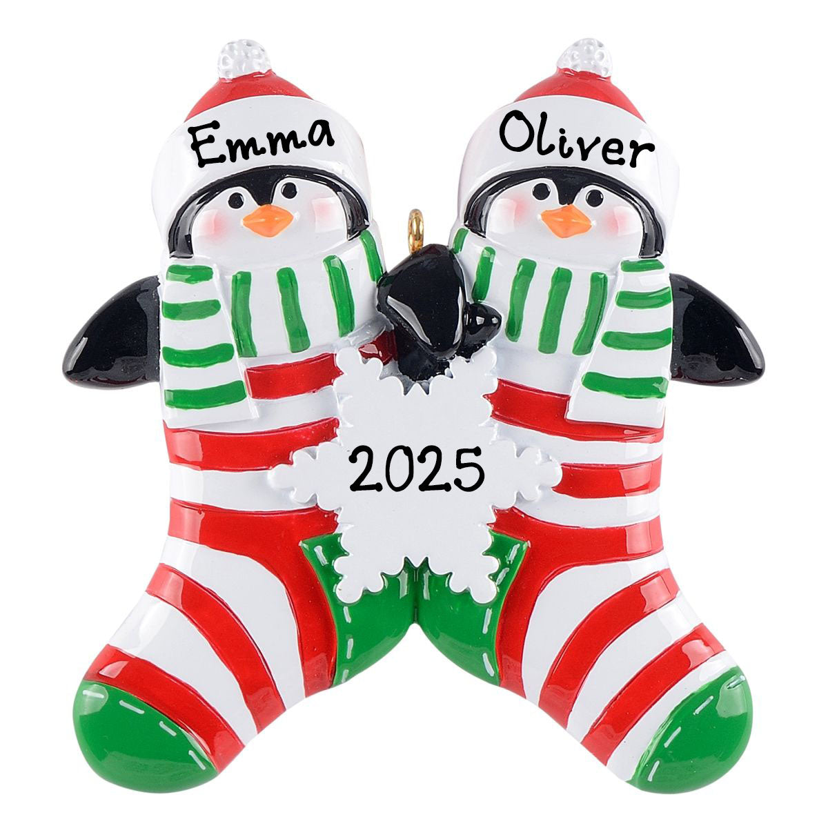 Personalized Penguin in Socks Family Ornament (Family of 2)