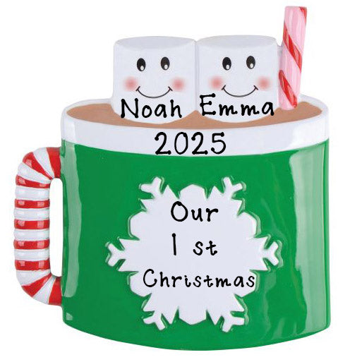 Marshmallow Mug Family Personalized Ornament (Family of 2)