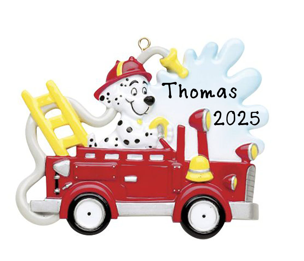 Fire Truck Dog Personalized Ornament