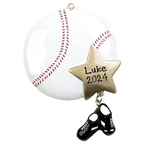 Personalized New Baseball Shield Ornament (Baseball and Star)