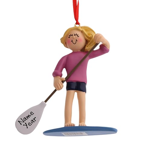 Personalized Paddele Boarding Ornaments (Blond Hair Girl)