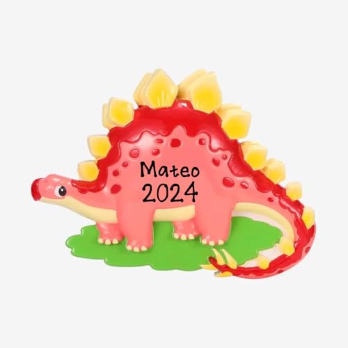 T-REX Dinosaur Personalized Ornament (Red-Stegosaurus)