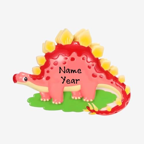 T-REX Dinosaur Personalized Ornament (Red-Stegosaurus)