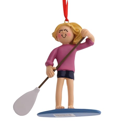 Personalized Paddele Boarding Ornaments (Blond Hair Girl)