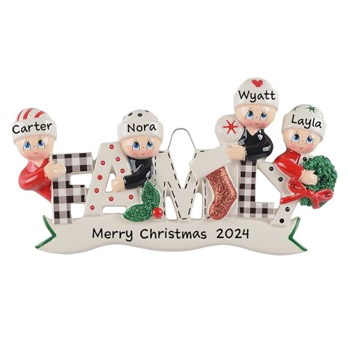 Personalized Pyjama Family Christmas Ornament (Family of 4)