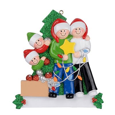 Personalized Happy Family Decorating Ornament (Family of 4)